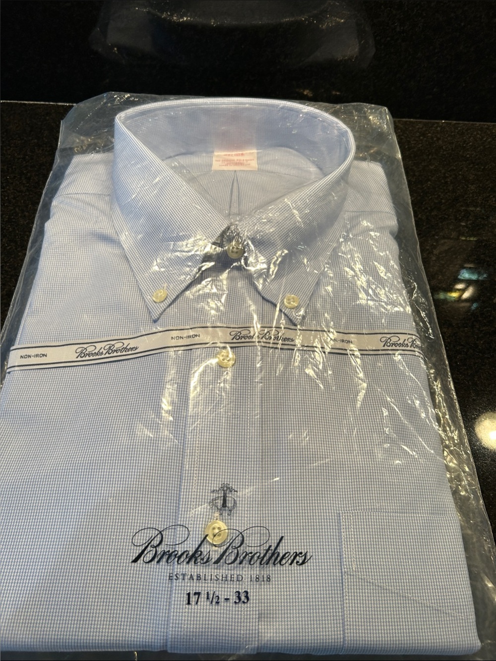 Brooks Brothers Men's Light Blue Mini-Check Dress Shirt